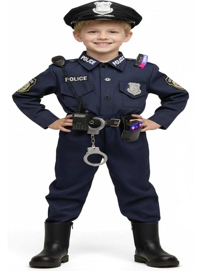 Kiddokids Police Costume for Kids - Boys and Girls Cop Uniform Outfit with Hat and Accessories, Ideal for Halloween and Career Day, Role Play, Dress Up Parties - Image 1